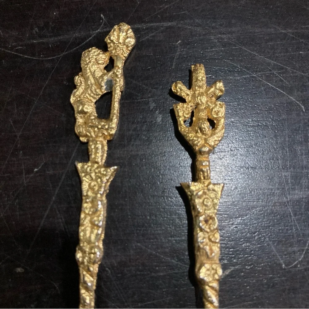 Vintage Montagnani Style Italy FIGURAL Demitasse Gold SPOON Set of 4 Antique